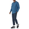 Amazon Essentials Men’s Long-Sleeve Regular-Fit Stretch Poplin Shirt(Green Navy Plaid)