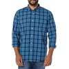 Amazon Essentials Men’s Long-Sleeve Regular-Fit Stretch Poplin Shirt(Green Navy Plaid)