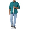 Amazon Essentials Men’s Long-Sleeve Regular-Fit Stretch Poplin Shirt(Green/Gold  Check)