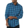 Amazon Essentials Men’s Long-Sleeve Regular-Fit Stretch Poplin Shirt(Indigo Navy Plaid)