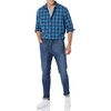 Amazon Essentials Men’s Long-Sleeve Regular-Fit Stretch Poplin Shirt(Indigo Navy Plaid)