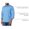 Amazon Essentials Men’s Long-Sleeve Regular-Fit Stretch Poplin Shirt(Light Blue)