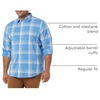 Amazon Essentials Men’s Long-Sleeve Regular-Fit Stretch Poplin Shirt(Light Blue/Indigo  Plaid)
