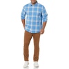 Amazon Essentials Men’s Long-Sleeve Regular-Fit Stretch Poplin Shirt(Light Blue/Indigo  Plaid)