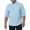 Amazon Essentials Men’s Long-Sleeve Regular-Fit Stretch Poplin Shirt(Light Blue/White  Gingham)