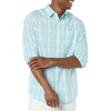 Amazon Essentials Men’s Long-Sleeve Regular-Fit Stretch Poplin Shirt(Light Blue/White  Plaid)