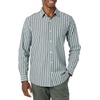 Amazon Essentials Men’s Long-Sleeve Regular-Fit Stretch Poplin Shirt(Navy  Awning Stripe)