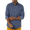 Amazon Essentials Men’s Long-Sleeve Regular-Fit Stretch Poplin Shirt(Navy  Tonal Floral Print)