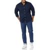 Amazon Essentials Men’s Long-Sleeve Regular-Fit Stretch Poplin Shirt(Navy)