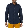 Amazon Essentials Men’s Long-Sleeve Regular-Fit Stretch Poplin Shirt(Navy)