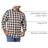 Amazon Essentials Men’s Long-Sleeve Regular-Fit Stretch Poplin Shirt(Navy/Gold  Plaid)