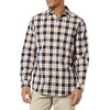 Amazon Essentials Men’s Long-Sleeve Regular-Fit Stretch Poplin Shirt(Navy/Gold  Plaid)