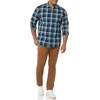Amazon Essentials Men’s Long-Sleeve Regular-Fit Stretch Poplin Shirt(Navy/Green  Plaid)