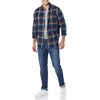 Amazon Essentials Men’s Long-Sleeve Regular-Fit Stretch Poplin Shirt(Navy/Multicolor  Plaid)
