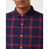 Amazon Essentials Men’s Long-Sleeve Regular-Fit Stretch Poplin Shirt(Navy/Red  Buffalo Plaid)