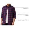 Amazon Essentials Men’s Long-Sleeve Regular-Fit Stretch Poplin Shirt(Navy/Red  Buffalo Plaid)