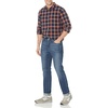 Amazon Essentials Men’s Long-Sleeve Regular-Fit Stretch Poplin Shirt(Navy/Red  Plaid)