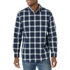 Amazon Essentials Men’s Long-Sleeve Regular-Fit Stretch Poplin Shirt(Navy/White  Buffalo Plaid)