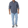 Amazon Essentials Men’s Long-Sleeve Regular-Fit Stretch Poplin Shirt(Navy/White  Buffalo Plaid)