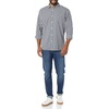 Amazon Essentials Men’s Long-Sleeve Regular-Fit Stretch Poplin Shirt(Navy/White  Gingham)