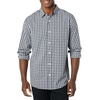 Amazon Essentials Men’s Long-Sleeve Regular-Fit Stretch Poplin Shirt(Navy/White  Gingham)