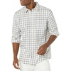 Amazon Essentials Men’s Long-Sleeve Regular-Fit Stretch Poplin Shirt(Pink/White  Buffalo Plaid)