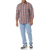 Amazon Essentials Men’s Long-Sleeve Regular-Fit Stretch Poplin Shirt(Red/Multicolor  Plaid)