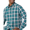 Amazon Essentials Men’s Long-Sleeve Regular-Fit Stretch Poplin Shirt(Teal/White  Plaid)