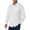 Amazon Essentials Men’s Long-Sleeve Regular-Fit Stretch Poplin Shirt(White/Multicolor  Stripe)