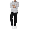 Amazon Essentials Men’s Long-Sleeve Regular-Fit Stretch Poplin Shirt(White/Navy  Plaid)
