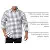 Amazon Essentials Men’s Long-Sleeve Regular-Fit Stretch Poplin Shirt(White/Navy  Plaid)