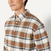 Amazon Essentials Men’s Modern Oversized-Fit Cotton Button-Down Oxford Shirt(Brown Mint Country Plaid)