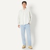Amazon Essentials Men’s Modern Oversized-Fit Cotton Button-Down Oxford Shirt(Ivory Light Sage Green Stripe)