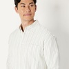 Amazon Essentials Men’s Modern Oversized-Fit Cotton Button-Down Oxford Shirt(Ivory Light Sage Green Stripe)