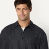 Amazon Essentials Men’s Modern Oversized-Fit Denim Button-Down Shirt, Button Front(Black)