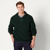 Amazon Essentials Men’s Quarter-Zip Rib-Knit Relaxed-Fit Cotton Sweater(Dark Green)
