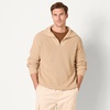 Amazon Essentials Men’s Quarter-Zip Rib-Knit Relaxed-Fit Cotton Sweater(Light Camel)