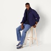 Amazon Essentials Men’s Quarter-Zip Rib-Knit Relaxed-Fit Cotton Sweater(Navy)