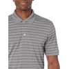Amazon Essentials Men’s Regular Fit Golf Polo Shirt, Moisture-Wicking Quick Dry, Recycled Polyester, Short Sleeve(Medium Grey Heather White Stripe)