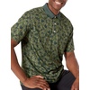 Amazon Essentials Men’s Regular Fit Golf Polo Shirt, Moisture-Wicking Quick Dry, Recycled Polyester, Short Sleeve(Olive Hibiscus Flower)