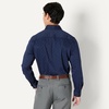 Amazon Essentials Men’s Regular Fit Long Sleeve Wrinkle Resistant Stretch Dress Shirt(Navy  Geo Print)