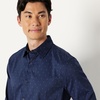 Amazon Essentials Men’s Regular Fit Long Sleeve Wrinkle Resistant Stretch Dress Shirt(Navy  Geo Print)
