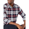 Amazon Essentials Men’s Regular Fit Long-Sleeve Flannel Shirt, Soft Brushed Cotton, Lightweight yet Warm(Burgundy Grey Plaid)