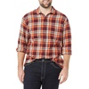 Amazon Essentials Men’s Regular Fit Long-Sleeve Flannel Shirt, Soft Brushed Cotton, Lightweight yet Warm(Burgundy Orange Plaid)