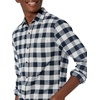 Amazon Essentials Men’s Regular Fit Long-Sleeve Flannel Shirt, Soft Brushed Cotton, Lightweight yet Warm(Navy Plaid)