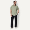 Amazon Essentials Men’s Regular Fit Short Sleeve Linen Shirt(Dark Sage Green)