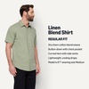 Amazon Essentials Men’s Regular Fit Short Sleeve Linen Shirt(Dark Sage Green)
