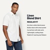 Amazon Essentials Men’s Regular Fit Short Sleeve Linen Shirt(White)