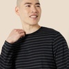 Amazon Essentials Men’s Regular-Fit Crewneck Long-Sleeve T-Shirt, Casual Cotton Jersey(Black/Charcoal Heather Stripe)