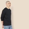 Amazon Essentials Men’s Regular-Fit Crewneck Long-Sleeve T-Shirt, Casual Cotton Jersey(Black/Charcoal Heather Stripe)